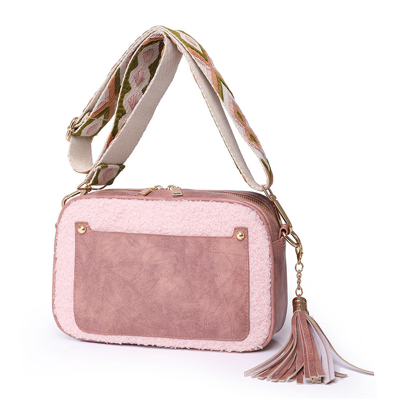 Wholesale Plush Material PU Messenger Small Square Bag